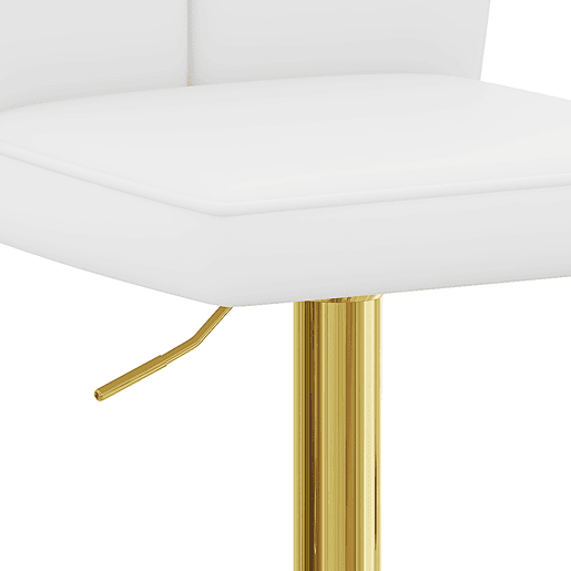 Bancos de bar ajustáveis, 2 unidades - giratórios a 360° - PU resistente à água - Branco + Dourado Bancos de bar ajustáveis, 2 unidades - giratórios a 360° - PU resistente à água - Branco + Dourado