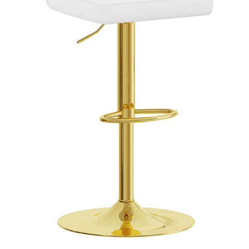 Bancos de bar ajustáveis, 2 unidades - giratórios a 360° - PU resistente à água - Branco + Dourado Bancos de bar ajustáveis, 2 unidades - giratórios a 360° - PU resistente à água - Branco + Dourado