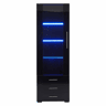 Vitrine de pé 60x35x180 cm - Vitrine de vidro com LED, vitrine vertical com 3 gavetas - Preto brilhante