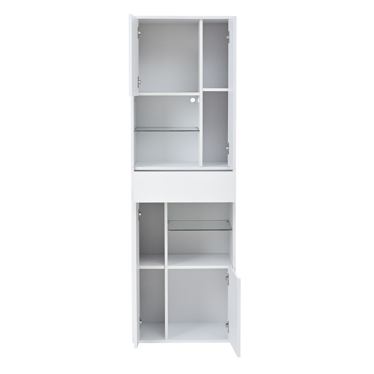 Vitrina de venta + 55x38x170 cm - 1 cajón, 4 puertas, led, alto brillo - blanco