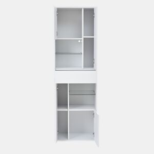 Vitrine de venda + 55x38x170 cm - 1 gaveta, 4 portas, LED, alto brilho - Branco