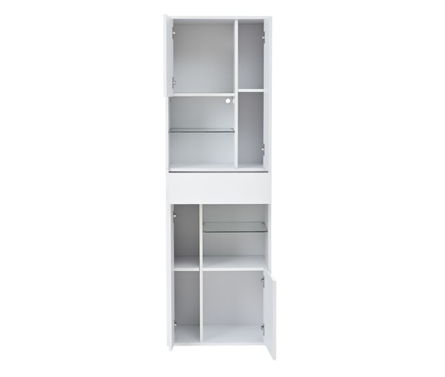 Vitrina de venta + 55x38x170 cm - 1 cajón, 4 puertas, led, alto brillo - blanco