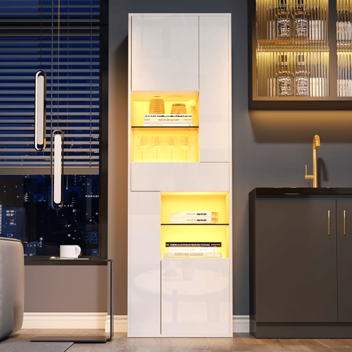Vitrine de venda + 55x38x170 cm - 1 gaveta, 4 portas, LED, alto brilho - Branco Vitrine de venda + 55x38x170 cm - 1 gaveta, 4 portas, LED, alto brilho - Branco