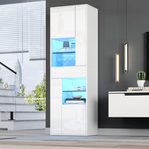 Vitrine de venda + 55x38x170 cm - 1 gaveta, 4 portas, LED, alto brilho - Branco Vitrine de venda + 55x38x170 cm - 1 gaveta, 4 portas, LED, alto brilho - Branco