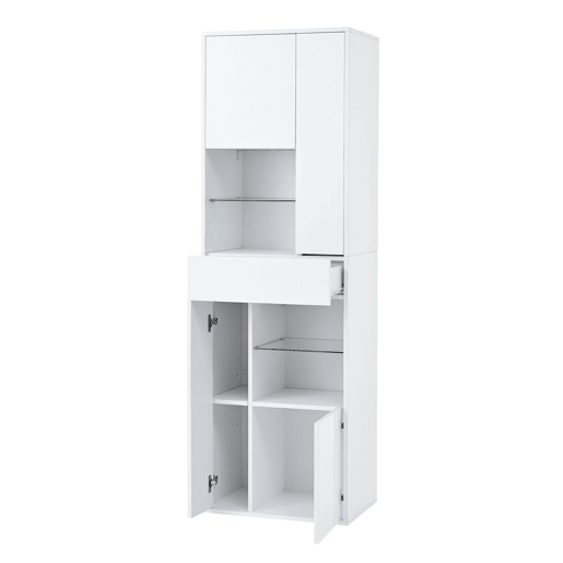 Vitrine de venda + 55x38x170 cm - 1 gaveta, 4 portas, LED, alto brilho - Branco Vitrine de venda + 55x38x170 cm - 1 gaveta, 4 portas, LED, alto brilho - Branco