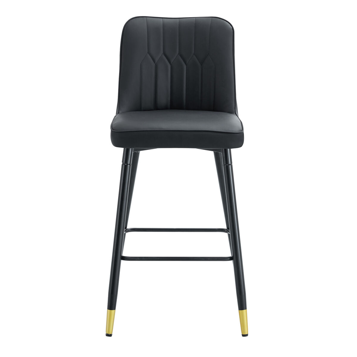 Juego de 2 taburetes de bar, 100 cm - cuero pu negro, estructura metálica negra, reposapiés cómodo - negro