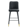 Conjunto de 2 bancos de bar, 100 cm - Couro PU preto, estrutura metálica preta, apoio para os pés confortável - Preto