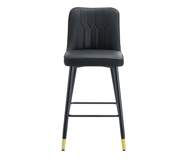 Juego de 2 taburetes de bar, 100 cm - cuero pu negro, estructura metálica negra, reposapiés cómodo - negro