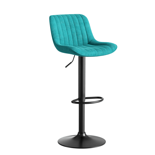Cadeira giratória de bar para sala de jantar, altura ajustável, conjunto de 4 unidades - Veludo - Azul