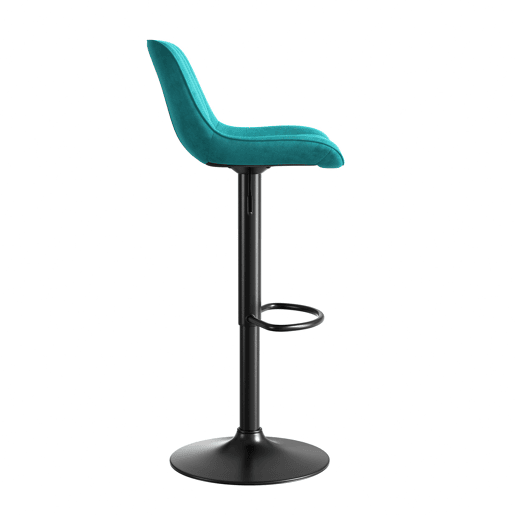 Cadeira giratória de bar para sala de jantar, altura ajustável, conjunto de 4 unidades - Veludo - Azul