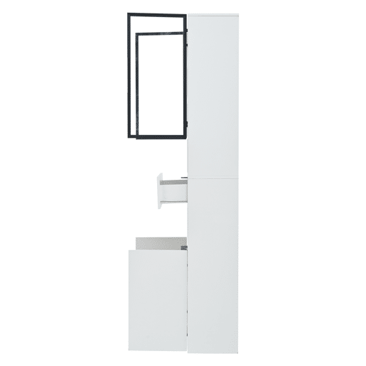 Vitrine 70x30x200 cm - Vitrine com LED, gavetas e prateleiras abertas - Branco Vitrine 70x30x200 cm - Vitrine com LED, gavetas e prateleiras abertas - Branco