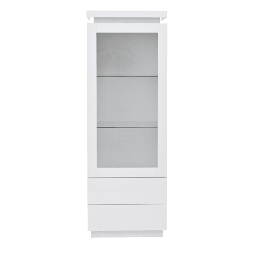 Vitrine 60x40x171 cm - Armário alto com 2 gavetas, LED, portas de vidro e abatÃveis - Branco Vitrine 60x40x171 cm - Armário alto com 2 gavetas, LED, portas de vidro e abatÃveis - Branco