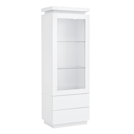 Vitrine 60x40x171 cm - Armário alto com 2 gavetas, LED, portas de vidro e abatÃveis - Branco Vitrine 60x40x171 cm - Armário alto com 2 gavetas, LED, portas de vidro e abatÃveis - Branco