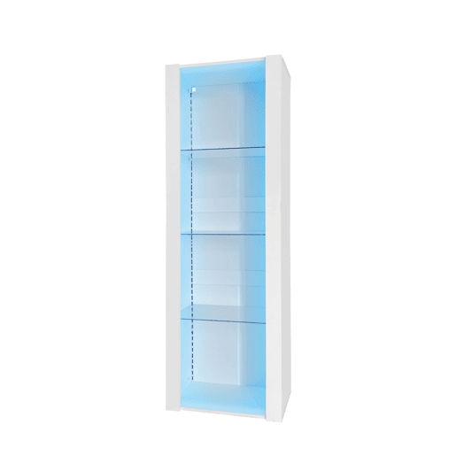 Vitrine de pé 55×38×166 cm - Com 3 prateleiras de vidro, iluminação LED - Branca Vitrine de pé 55×38×166 cm - Com 3 prateleiras de vidro, iluminação LED - Branca