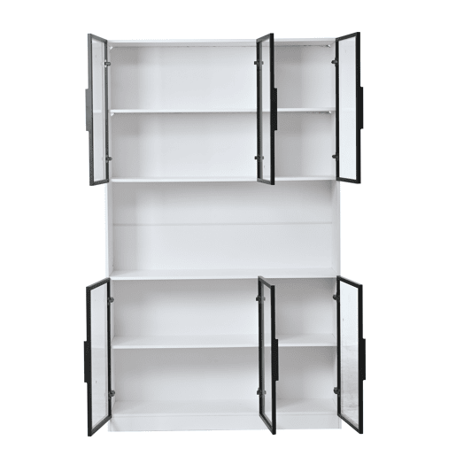 Vitrine 120x34x200 cm - 6 portas, LED, área aberta, multifuncional - Branco Vitrine 120x34x200 cm - 6 portas, LED, área aberta, multifuncional - Branco
