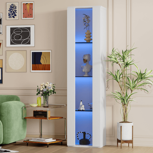 Vitrine multifuncional 40x29x170 cm - Luz LED RGB, painel acrÃlico, design simples - Branco Vitrine multifuncional 40x29x170 cm - Luz LED RGB, painel acrÃlico, design simples - Branco
