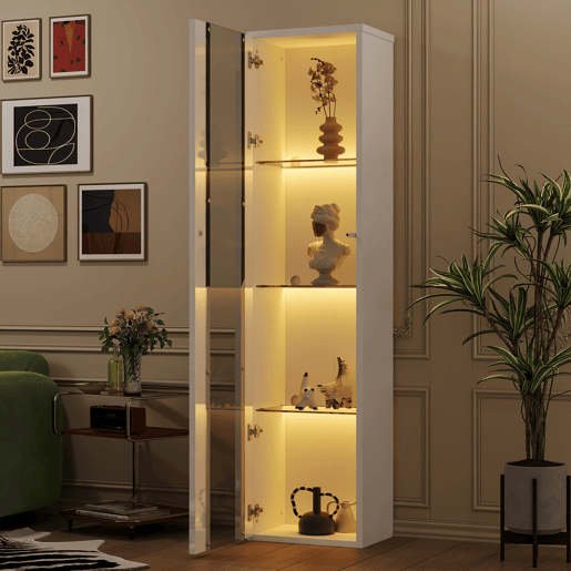 Vitrine multifuncional 40x29x170 cm - Luz LED RGB, painel acrÃlico, design simples - Branco Vitrine multifuncional 40x29x170 cm - Luz LED RGB, painel acrÃlico, design simples - Branco