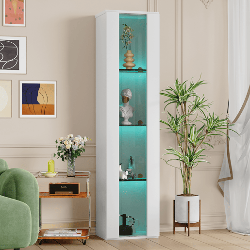 Vitrine multifuncional 40x29x170 cm - Luz LED RGB, painel acrÃlico, design simples - Branco Vitrine multifuncional 40x29x170 cm - Luz LED RGB, painel acrÃlico, design simples - Branco