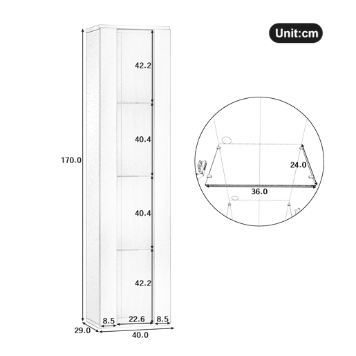 Vitrine multifuncional 40x29x170 cm - Luz LED RGB, painel acrÃlico, design simples - Branco Vitrine multifuncional 40x29x170 cm - Luz LED RGB, painel acrÃlico, design simples - Branco
