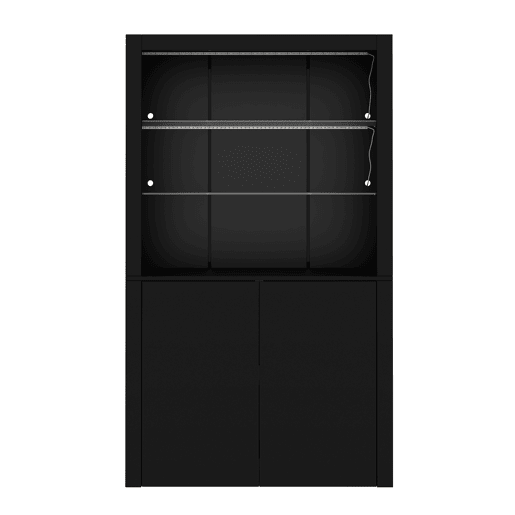 Vitrine 100x35x170 cm - Highboard com LED, 2 portas e prateleiras de vidro - Preto Vitrine 100x35x170 cm - Highboard com LED, 2 portas e prateleiras de vidro - Preto