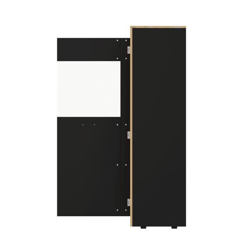 Armário de armazenamento moderno PB com LED de 16 cores - 3 prateleiras fixas, 2 ajustáveis, portas de vidro - Preto, Natural Armário de armazenamento moderno PB com LED de 16 cores - 3 prateleiras fixas, 2 ajustáveis, portas de vidro - Preto, Natural