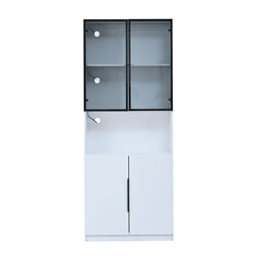 Vitrine 80x30x200 cm - Moderna minimalista com LED, prateleiras ajustáveis - Branco