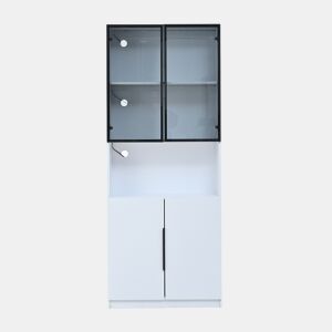 Vitrine 80x30x200 cm - Moderna minimalista com LED, prateleiras ajustáveis - Branco