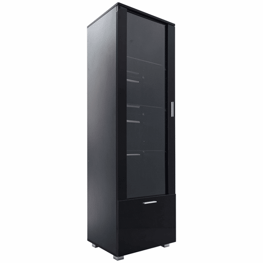 Vitrine preta de alto brilho - Vitrine com portas de vidro, iluminação LED, 3 prateleiras, para colecionáveis e perfumes - Preto Vitrine preta de alto brilho - Vitrine com portas de vidro, iluminação LED, 3 prateleiras, para colecionáveis e perfumes - Preto