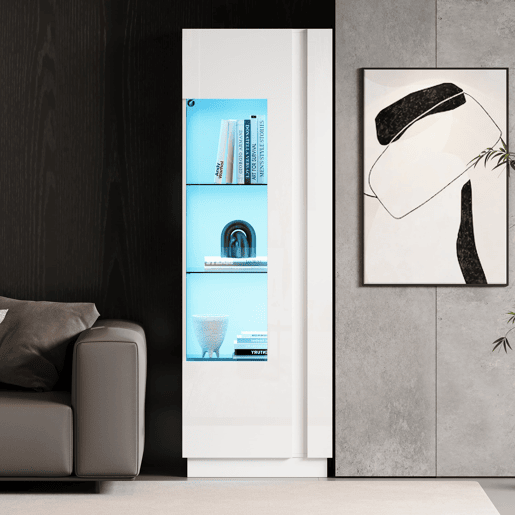Vitrine 60x40x180 cm - Porta acrÃlica, LED, 3 prateleiras de vidro, alto brilho - Branco Vitrine 60x40x180 cm - Porta acrÃlica, LED, 3 prateleiras de vidro, alto brilho - Branco
