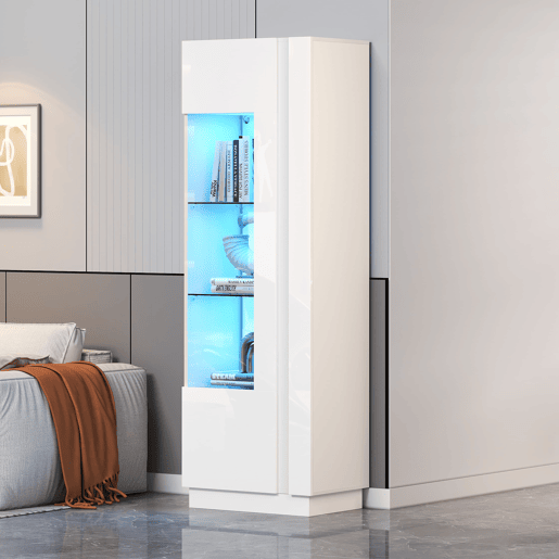 Vitrine 60x40x180 cm - Porta acrÃlica, LED, 3 prateleiras de vidro, alto brilho - Branco Vitrine 60x40x180 cm - Porta acrÃlica, LED, 3 prateleiras de vidro, alto brilho - Branco