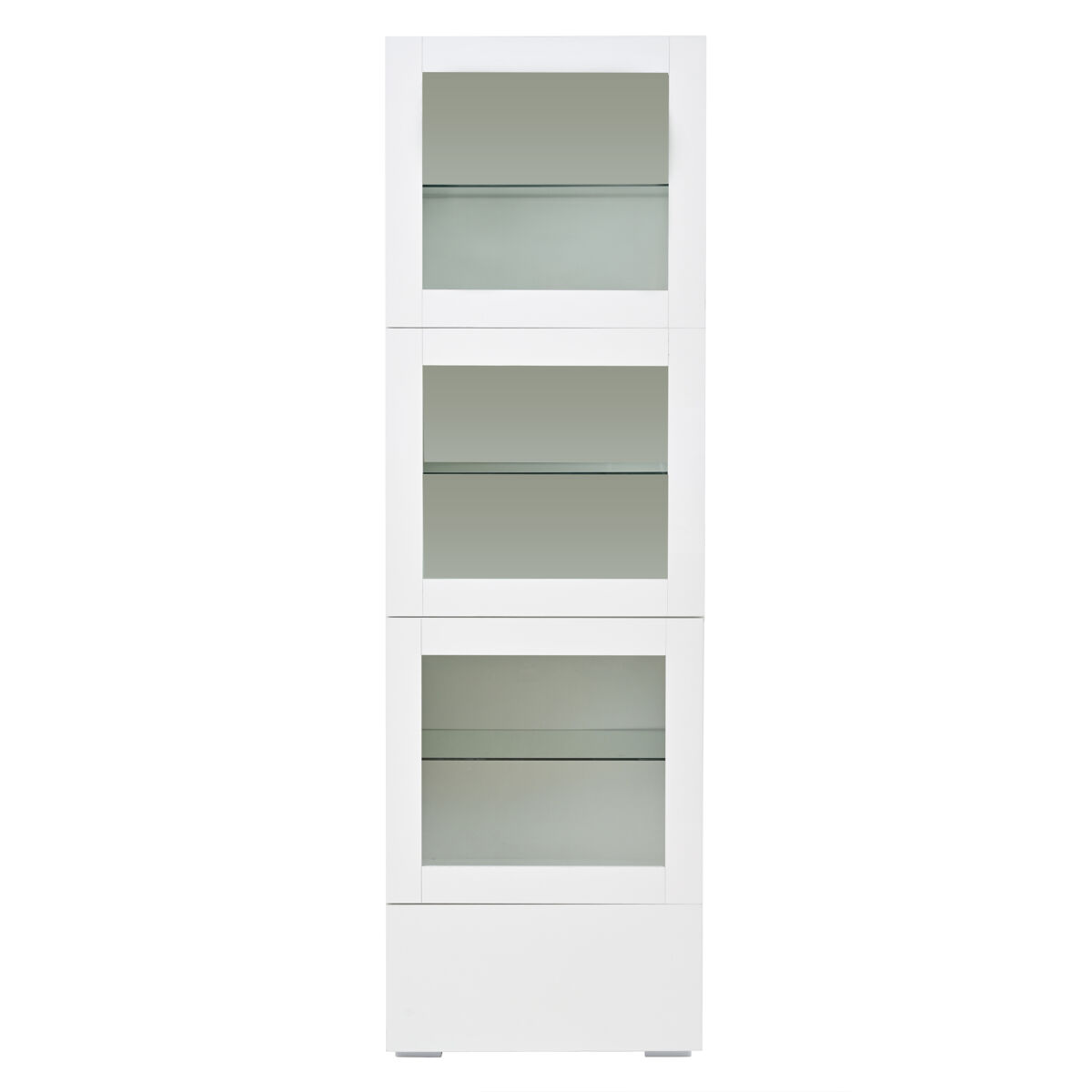 Vitrina 60x40x173 cm - puertas acrílicas, led, 3 estantes de vidrio, alto brillo - blanco