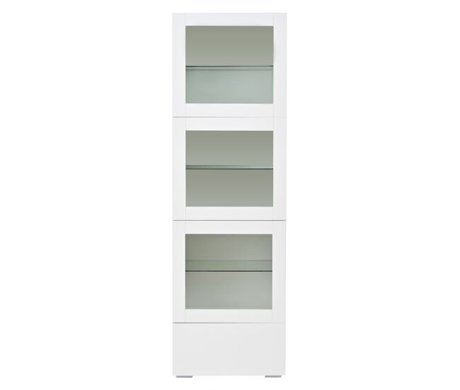 Vitrina 60x40x173 cm - puertas acrílicas, led, 3 estantes de vidrio, alto brillo - blanco