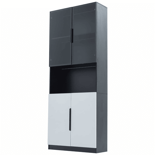Vitrina 80x30x200 cm com LED - 4 portas (2 portas de vidro) - Preto e branco Vitrina 80x30x200 cm com LED - 4 portas (2 portas de vidro) - Preto e branco