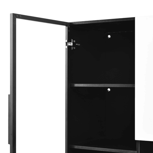 Vitrine alta sem dimensões específicas - vidro, LED, MDF, grande capacidade de arrumação - preto e branco Vitrine alta sem dimensões específicas - vidro, LED, MDF, grande capacidade de arrumação - preto e branco