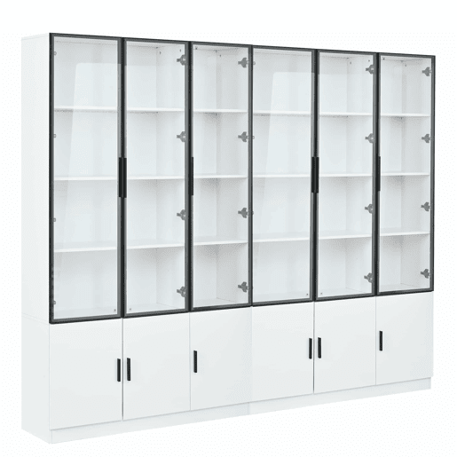 Vitrine 240x32x200 cm - com LED e 12 portas, alta - branca Vitrine 240x32x200 cm - com LED e 12 portas, alta - branca