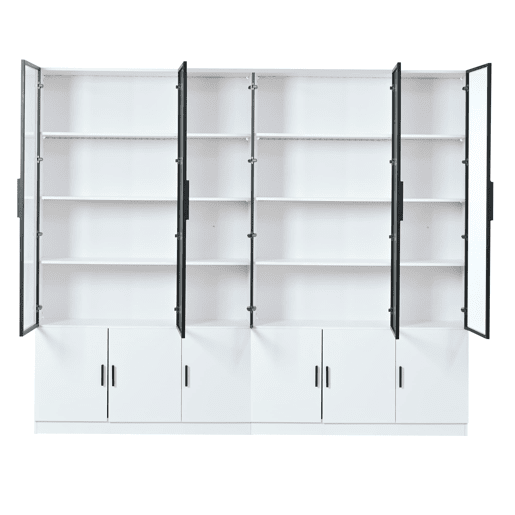 Vitrine 240x32x200 cm - com LED e 12 portas, alta - branca Vitrine 240x32x200 cm - com LED e 12 portas, alta - branca