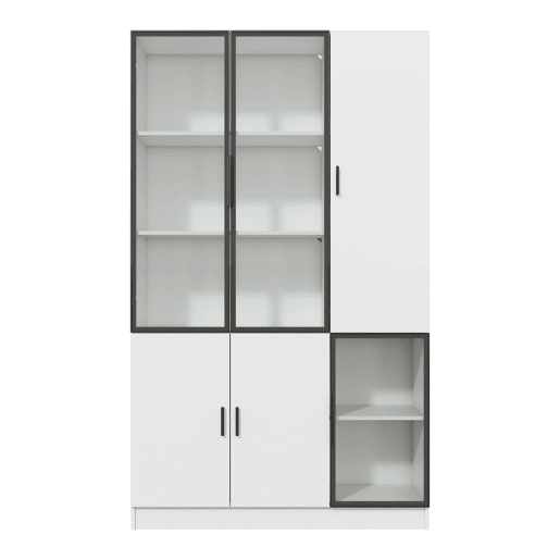 Vitrine de vidro 200 cm - Estante multiusos com luzes LED, porta de vidro e moldura de alumÃnio - Branco Vitrine de vidro 200 cm - Estante multiusos com luzes LED, porta de vidro e moldura de alumÃnio - Branco