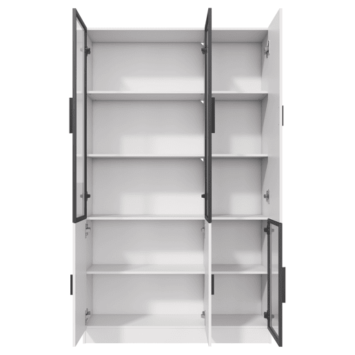 Vitrine de vidro 200 cm - Estante multiusos com luzes LED, porta de vidro e moldura de alumÃnio - Branco Vitrine de vidro 200 cm - Estante multiusos com luzes LED, porta de vidro e moldura de alumÃnio - Branco