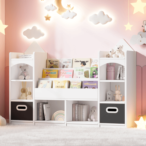 Vitrine alta 70 x 40 x 188 cm - com 2 portas, 6 prateleiras ajustáveis, vitrine de vidro com iluminação LED, estilo moderno - branco e cor de madeira natural
