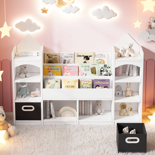 Vitrine alta 70 x 40 x 188 cm - com 2 portas, 6 prateleiras ajustáveis, vitrine de vidro com iluminação LED, estilo moderno - branco e cor de madeira natural