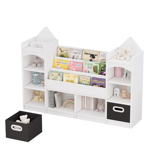 Vitrine alta 70 x 40 x 188 cm - com 2 portas, 6 prateleiras ajustáveis, vitrine de vidro com iluminação LED, estilo moderno - branco e cor de madeira natural