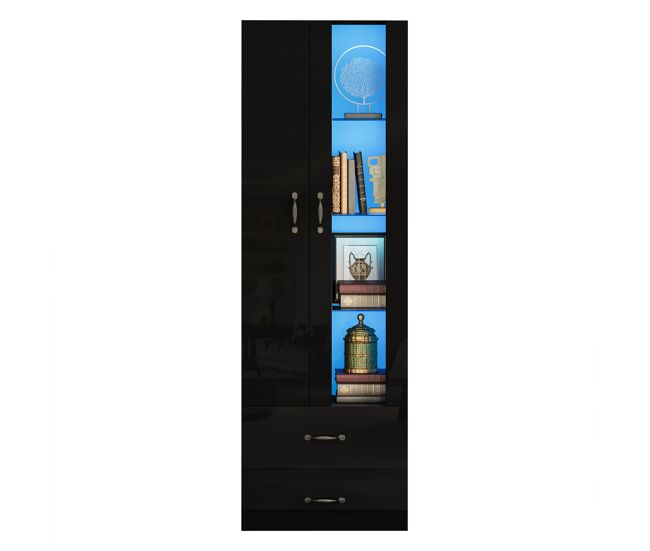 Vitrina led 2 puertas - puerta transparente, independiente, salón - negro