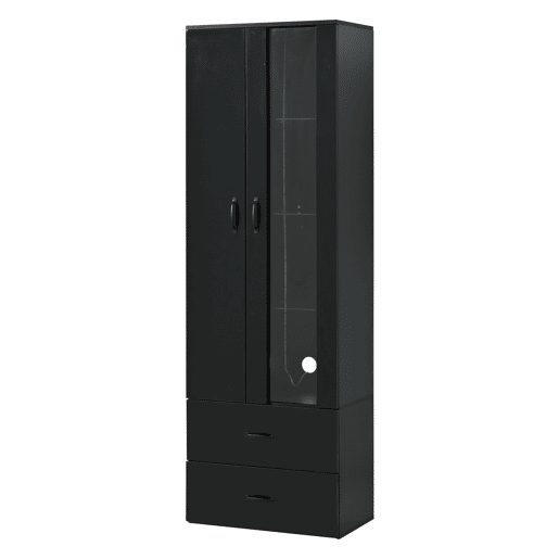 Vitrine LED com 2 portas - Porta transparente, independente, sala de estar - Preto Vitrine LED com 2 portas - Porta transparente, independente, sala de estar - Preto