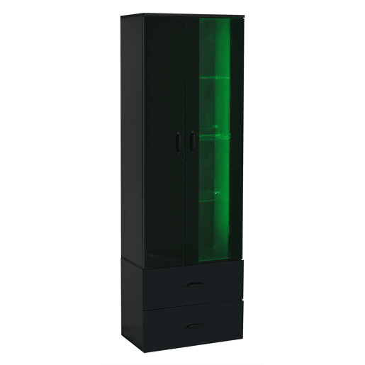 Vitrine LED com 2 portas - Porta transparente, independente, sala de estar - Preto Vitrine LED com 2 portas - Porta transparente, independente, sala de estar - Preto