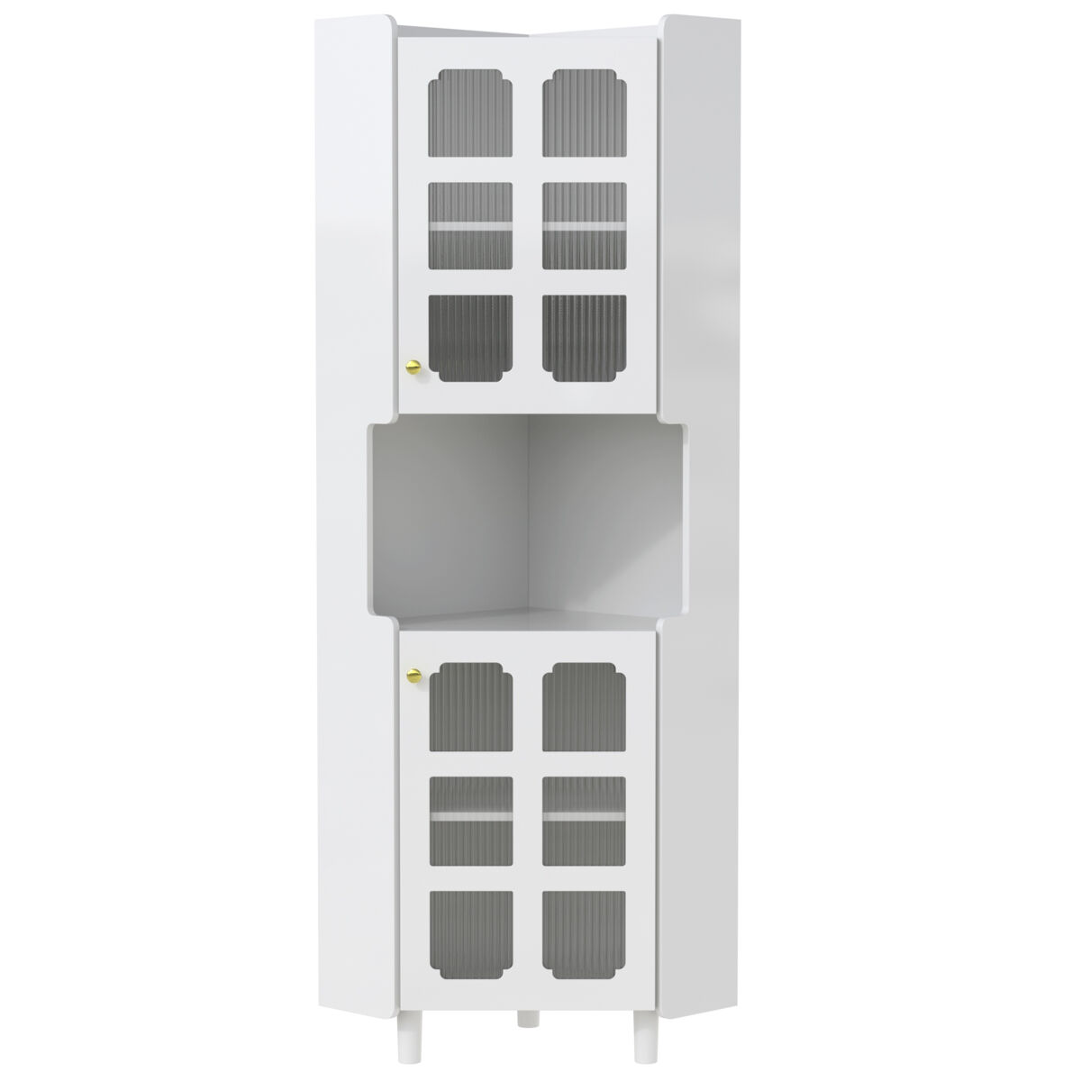 Armario esquinero led - multifuncional, acabado lacado, mdf, para salón, dormitorio, baño, comedor - blanco