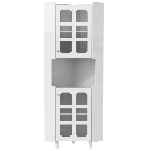 Armário de canto com iluminação LED - multifuncional, acabamento lacado, MDF, para sala de estar, quarto, casa de banho, sala de jantar - Branco Armário de canto com iluminação LED - multifuncional, acabamento lacado, MDF, para sala de estar, quarto, casa de banho, sala de jantar - Branco