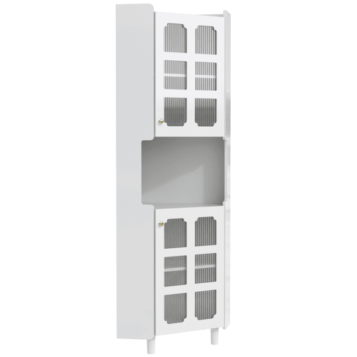 Armário de canto com iluminação LED - multifuncional, acabamento lacado, MDF, para sala de estar, quarto, casa de banho, sala de jantar - Branco Armário de canto com iluminação LED - multifuncional, acabamento lacado, MDF, para sala de estar, quarto, casa de banho, sala de jantar - Branco