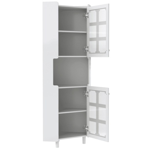 Armário de canto com iluminação LED - multifuncional, acabamento lacado, MDF, para sala de estar, quarto, casa de banho, sala de jantar - Branco Armário de canto com iluminação LED - multifuncional, acabamento lacado, MDF, para sala de estar, quarto, casa de banho, sala de jantar - Branco