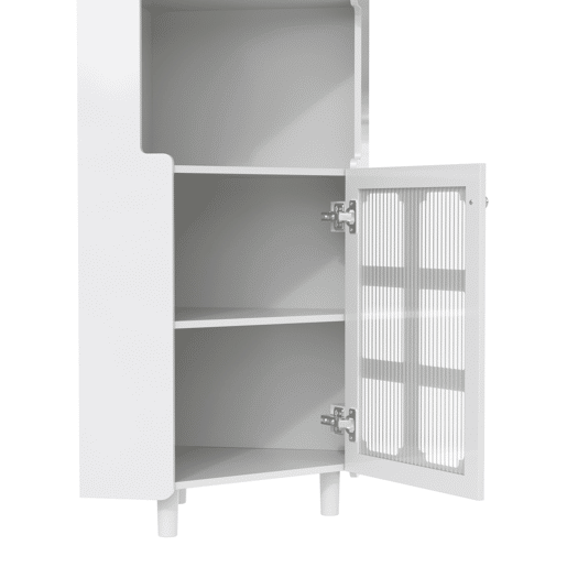 Armário de canto com iluminação LED - multifuncional, acabamento lacado, MDF, para sala de estar, quarto, casa de banho, sala de jantar - Branco Armário de canto com iluminação LED - multifuncional, acabamento lacado, MDF, para sala de estar, quarto, casa de banho, sala de jantar - Branco