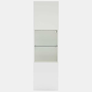 Vitrine alta 45x35x160 cm - com LED, 1 prateleira de vidro - branca